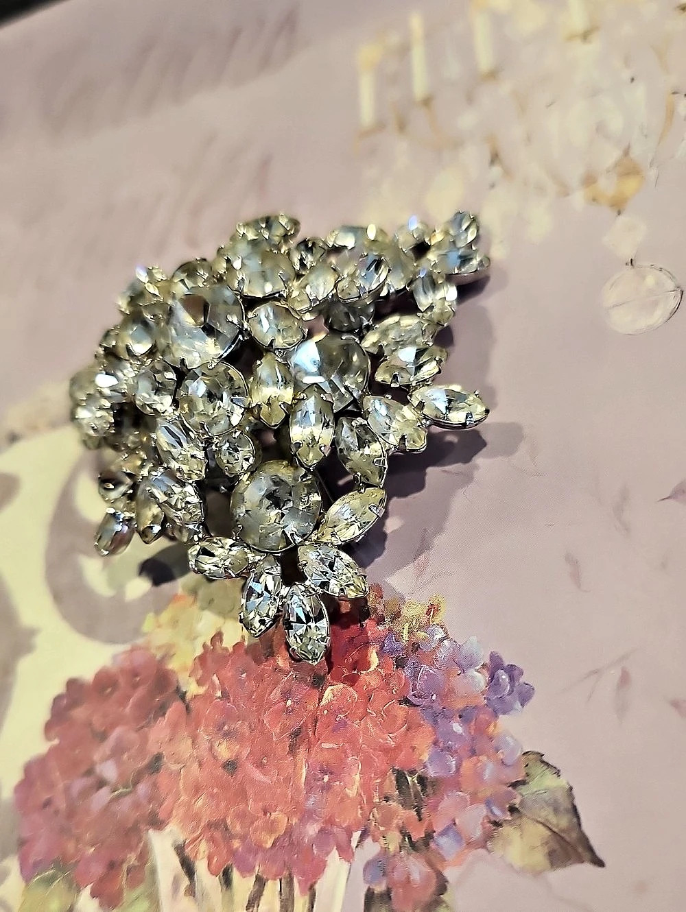 1950s Large Clear Rhinestone Brooch - Picture 3 of 4